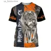 Thirts للرجال 2023 New Mens T-Shirt Wolf Print Jersey Summer O Neck Discual Short Slve Blouse Eversize Daily Sweatshirt Clothing Mens Clothing Y240315