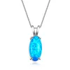 Weddings Jewelry LuckyShine 1Pcs Gorgeous Style Fine Blue Oval Genuine Opal Gemstone Silver Fashion Women Charm Necklace Pendant324I