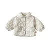 Girl's Sweet Coat Children Infants Kids Winter Floral Cotton-Padded Jacket Plush Thickened Cardig 240304