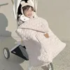 Vindtät baby barnvagn filt tjock fleece sele cover bear bunny vinter född swaddle wrap huva spädbarn sov täcke 240312