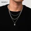 IngeSight Z Готический многослойный серебряный цвет звеньевая цепочка-колье ожерелье воротник для женщин мужчин подвеска с замком ожерелья Jewelry249y