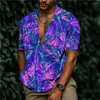 Mäns avslappnade skjortor 2024 Summer Cool and Fashionable Hawaiian 3D Plant Shirt Trendy Flower Print Plus Size Beach