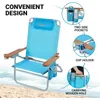 Camp Furniture Chaise de plage surdimensionnée à 4 réglages, chaises inclinables pliantes pour adulte, siège bas portable avec sangle de transport, porte-gobelet