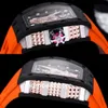 RM66カーボンファイバースポーツメンズウォッチスイスクォーツスケルトンダイヤルトノーリストウォッチサファイアクリスタル防水豪華な時計オレンジラバー