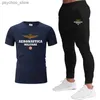 Survêtements pour hommes Summer Mens T-shirt Ensemble à la mode coréenne Survêtement respirant Coton à manches courtes + Pantalon de sport Ensemble Casual Jogger Vêtements Q240314