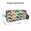 Sacs à cosmétiques personnalisés multicolores motif zigzag trousse de toilette bohème géométrique maquillage organisateur dame beauté stockage Dopp kit étui