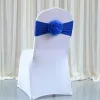 SASHES 10st/50st SPANDEX Organza Chair Ribbon Sashes Elastic Stretch Stol Bow Knot Ties for Party Hotel Banket Chair Decoration