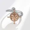 Fortune viene con un anillo giratorio de timón de barco de doble capa personalizado y de moda para hombres y mujeres para mujeres
