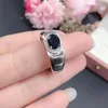 Cluster Rings 2ct Natural Black Sapphire Ring 7mm 9mm Chinese Silver For Man 18K Gold Plating Gemstone