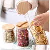 Food Jars Canisters Home Kitchen Mason Organizer Sealed Glass Storage With Bamboo Lid For Noodles Coffee Candy Bean Nut Bottle Con Dhrhd