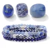 Strand 3 piezas lapislázuli con piedra natural azul aventurina sodalita cuarzo 4 mm cuentas pulsera conjunto para mujeres hombres