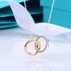 Designer White copper tie family double ring necklace womens net red jewelry 1837 tiffay and co clavicle chain light luxury fashion pendant