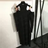 Vestidos sexis con cuello Halter y cadena para mujer, faldas de manga larga, vestido negro ajustado a la cadera para mujer de alta calidad