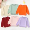 Basic Tops For Toddler Girls Solid Color Comfortable Long Sleeve Crew Neck Sweatshirt Fall And Winter Baby Girl 240314