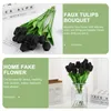 Decorative Flowers 10 Pcs Artificial Black Tulip Bride Faux Tulips Delicate Bouquet Decor Pu Household Supply