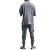 Men's Tracksuits 2024 Man Pants Male Set Solid Zhejiang V Neck Drawstring High Quality Comfortable Men Cotton The Listing Sets