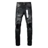 Nya designer jeans mens jeans trendiga lila märke jeans high street svart hål svart byxor mode rock väckelse jeans