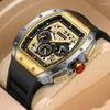 Armbanduhren LIGE Herrenuhr Rechteck Quarz Armbanduhr Gold Skelett Retro Mann Top Uhr Herrenuhren Reloj Hombre
