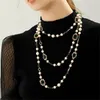 Vintage Pearl Naszyjnik ręcznie robiony szklany turkus długi naszyjnik dla kobiet łańcuch swetra małe ozdoby zapachowe