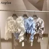Dames Blouses Neploë O-hals Vlindermouwen Zoet Moda Trekkoord Fris Laminaat Voile Chiffon Blusas Japan Elegant Polka Dot Shirt