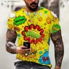 Men's T-Shirts 2022 Graffiti Print Mens T-shirt Tops 3D Casual Short Slve O Neck Cotton Oversized Strtwear Hip Hop Punk Mens Clothing 6xl Y240315