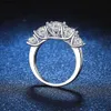 Bröllopsringar Wong Rain 925 Sterling Silver VVS 3.6CT Round True Mosonite Diamond Zircon Gemstone 18K Gold Plated Ring Smycken Wedding Ring Q240315