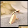 Pierścienie zespołu Drop dostawa 2021 Moda Moda Sier and Gold Pleated Prosta biżuteria do paznokci Seksowna długa paznokcie otwartego pierścień dla dziewcząt Whatle Dh1ez