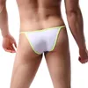 Mutande 1/4 pezzi slip da uomo sexy sospensorio stringhe in pelle PU biancheria intima custodia rigonfia mutandine gay bikini solido