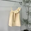 Casual Dresses 2024 Spring Brand Milk Yellow Ruffle Edge Shoulder Strap Asymmetric Loose Mini Dress Holiday Party Sweet Ladies Clothing