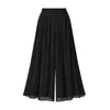 Women's Pants Women Wide-leg Solid Color Trousers Stylish Plus Size Wide Leg For Elastic High Waist