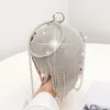 Axelväskor Alla hjärtans presentuppsättning Glitter Diamond Tassel Round Ball Clutch Handväska för kvinnor Bröllop Bridal Party Evening Bag Top Handtag