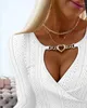 Women's T Shirts 2024 Summer Casual Eyelet Embroidery Chain Decor Top Female Clothes Temperament Women Fashion Long Sleeve T-Shirt