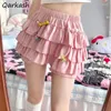 Röcke Puffy Kuchen Mini Frauen Geraffte Rüschen Hohe Taille Solide Alle-spiel Süße Reizende Mädchen College Harajuku Trendy Streetwear ins