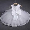 Robes de fille Fleur fille mariage sans manches dentelle douce une robe d'anniversaire nouveau-né Tutu baptême bébés robes jeunes enfants fêtes pour les filles 240315