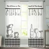 Cortinas utensílios de cozinha xadrez tule cortinas para sala de estar chiffon voile transparente cortina de janela para quarto