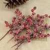 Dekorative Blumen AT14 10 Stück künstliche rote Beerenzweige mit herbstlichen Weihnachtsspießen, Länge 20 cm