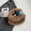 Shoulder Bags Women Fluffy Tote Bag Versatile Furry Handbag Fashion Plush Casual With Pom Poms Fall Winter Shopper