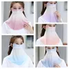 Scarves Blush Gradient Sunscreen Mask Windproof Face Shield Neck Wrap Cover Hanging Ear Silk Summer