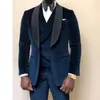 Ternos masculinos de veludo baile para homens 3 peças casamento noivo smoking estilo africano masculino roupas moda conjunto jaqueta colete com calças 2024