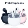 Air Pro 6 TWS Draadloze oordopjes Hoofdtelefoon met microfoon Fone Bluetooth-oortelefoon Sportheadsets Pro6 J6-headset voor Apple iPhone Xiaomi Huawei