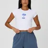 여자 T 셔츠 빈티지 고스 여름 티셔츠 섹시한 하이 스트리트 소녀 짧은 배꼽 프린트 프린트 인과 인과 y2k 티셔츠 스트리트웨어 여성 탑