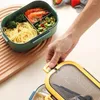 Geschirr Tragbare Lunchbox 2-lagiges Gitter Kinder Student Bento mit Gabel Löffel auslaufsicher mikrowellengeeignet Geruch verhindern Schule Büro