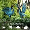 Natelf Garden Crane Sculptures posąg niebieski czapla wystrój zewnętrzny duży ptak sztuka sztuka stojąca metalowe ozdoby US 240301