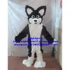 Mascot kostymer svart vit lång päls päls varg räv husky hund fursuit alaskan maskot kostym vuxen tecknad film social prestanda big party zx494