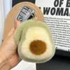 Cute Real Rabbit Fur Avocado Keychain Pompom Ball Bag Charm Keyring Handbag Pendant Kids Gift