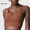 Lu Align Lemon Impact Fiess Soutien-gorge de yoga pour femme Couleur unie Tissu côtelé Sous-vêtements de sport Respirant Séchage rapide Haut de gym Vêtements d'entraînement Jo