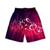 Shorts pour hommes Note Plage et vêtements pour femmes Impression numérique 3D Casual Mode Tendance Couple Pantalon