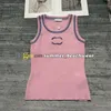 Kvinnor Stretch Knit Vest Summer Slim Knit Topps Designer Crew Neck Tank Top Embroidery Logo Sticke Tees Sports Vest