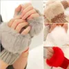 1 paire de mélange de laine fausse fourrure de lapin femmes Gants sans doigts tricotés au Crochet Gants d'hiver mitaines chaudes Gants Femme pour Lady Girls3086