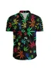 Camisas casuais masculinas folha verde 3d camisa havaiana verão fresco manga curta top 2024 solto plus size flip colarinho botão street wear